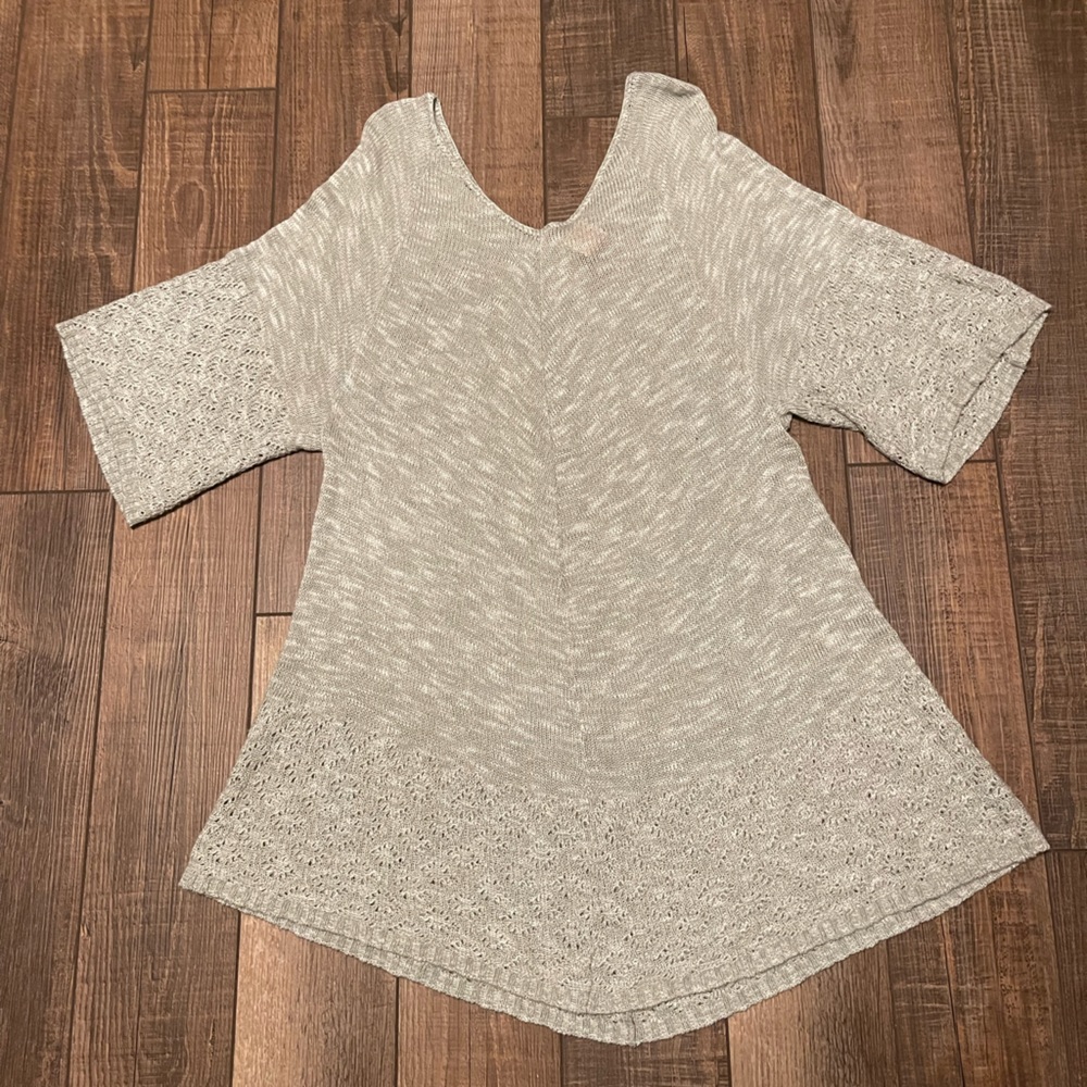 Short sleeve knitted sweater dress/long sweater.